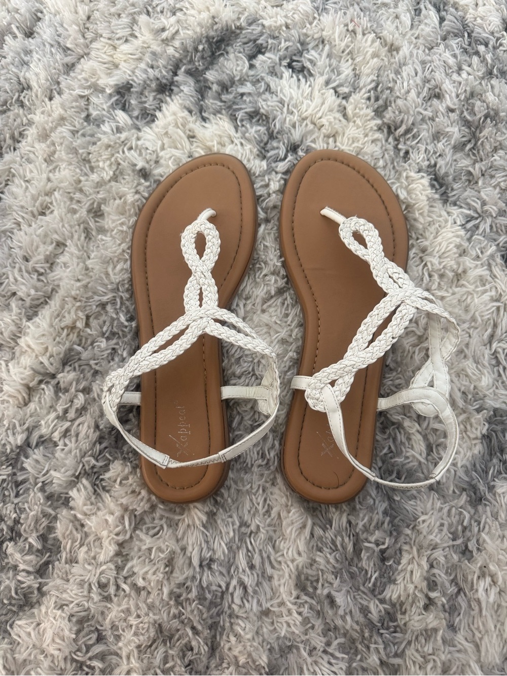 White Braided Strap Women's Sandals